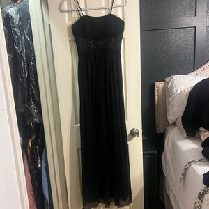 Vintage Strapless Black Evening Gown